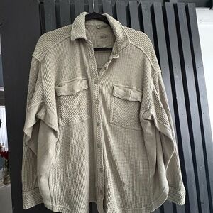 Wrangler Men's Light Tan Waffle Knit Shirt Jacket
